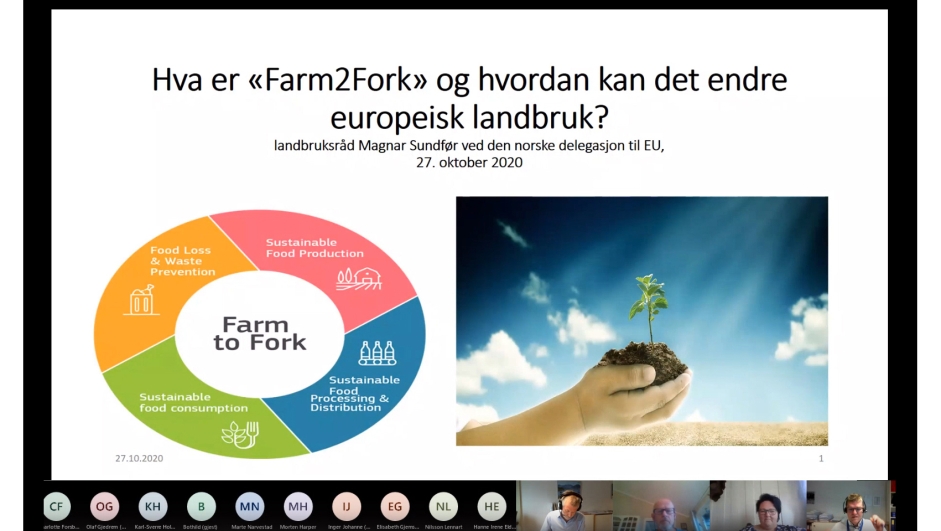 Webinaret "Farm to Fork - hva er det?" 27. oktober 2020 på Teams.