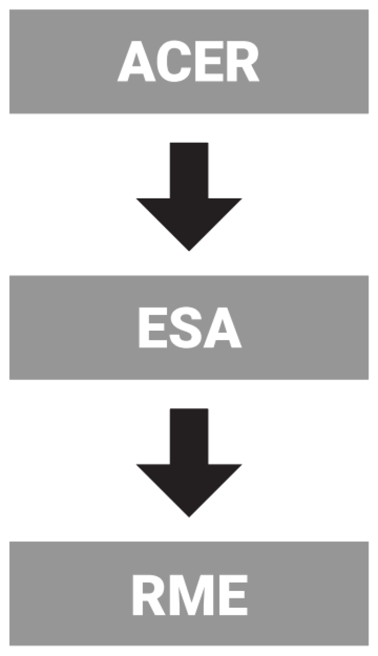 Figur som viser piler fra ACER via ESA til RME.