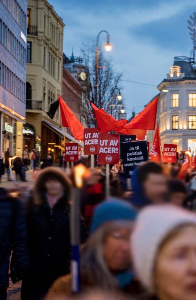 Demonstrasjonstog mot ACER i Oslo på Karl Johansgate i Oslo.