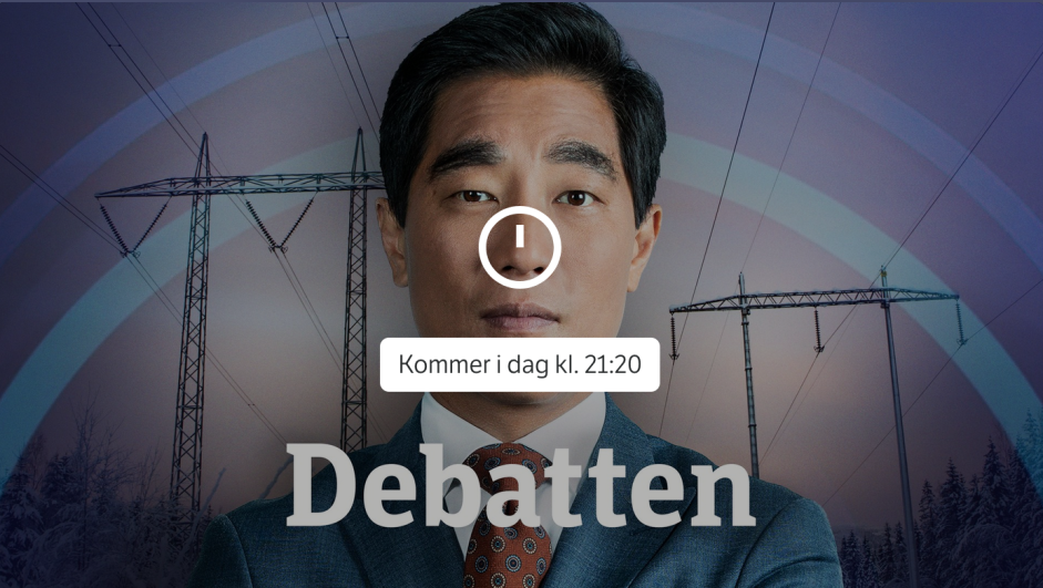 Forhåndsreklame for Debatten med programleder Fredrik Solvang. Skjermbilde fra NRK.