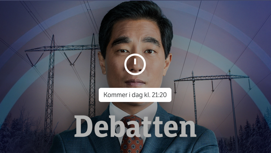 Forhåndsreklame for Debatten med programleder Fredrik Solvang. Skjermbilde fra NRK.