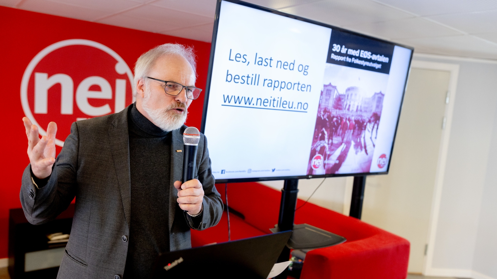 Nei til EU-leder Einar Frogner legger fram rapporten «30 år med EØS-avtalen» 12. mars 2024. 