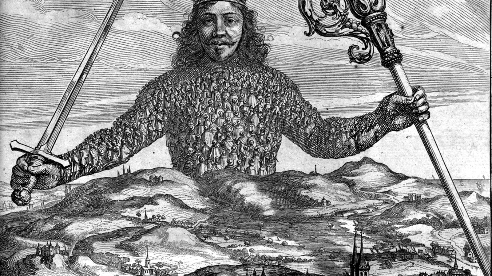 Fra forsiden til Thomas Hobbes' "Leviathan" (1651), illustrasjon av Abraham Bosse.