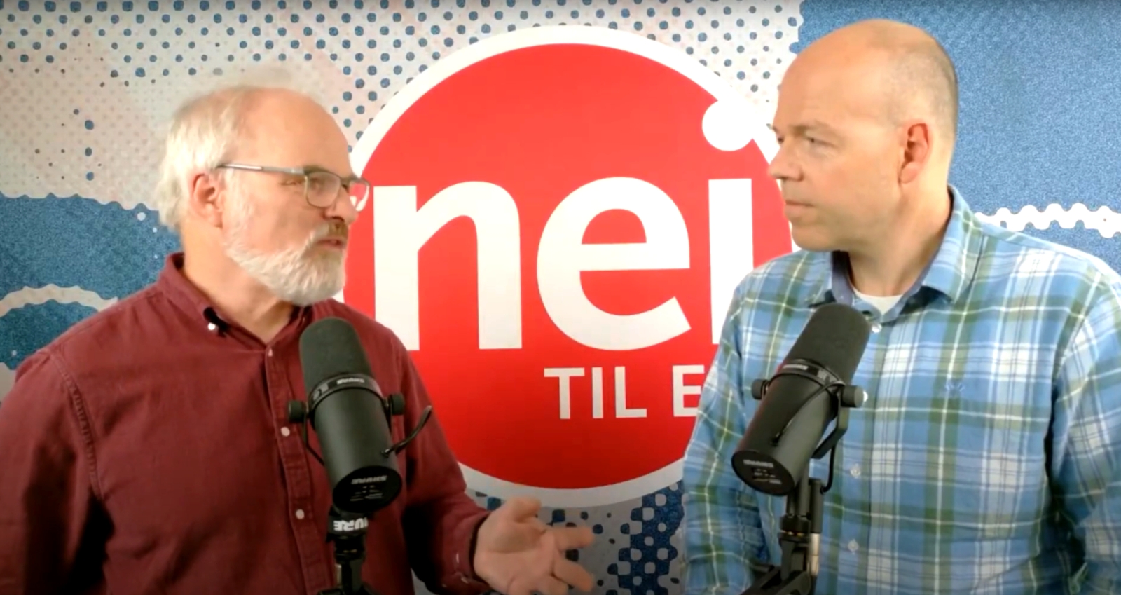 Einar Frogner og Morten Harper presenterte Nei til EUs sju krav i en Podcast-sending 30. september 2025. 
