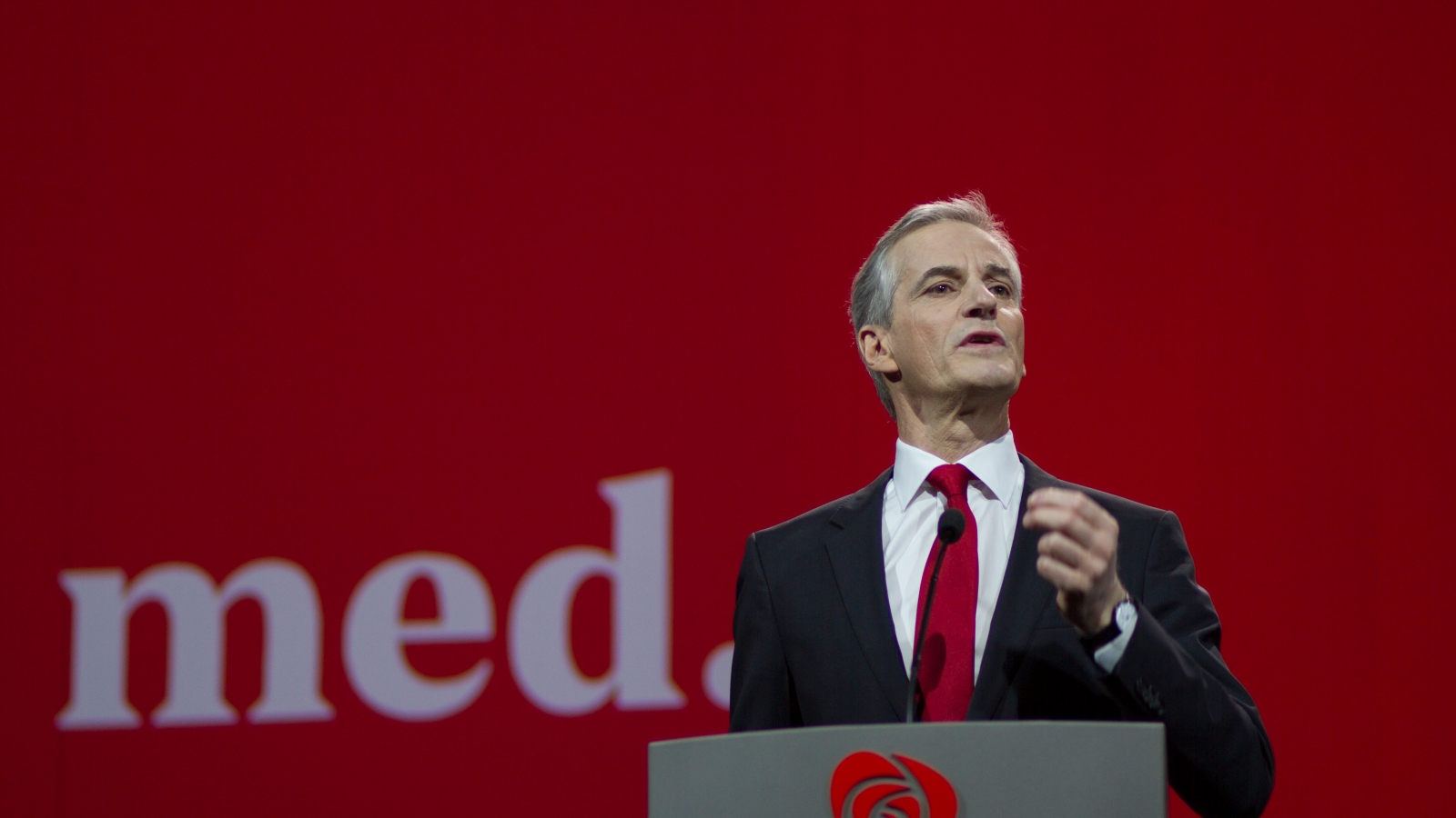 Jonas Gahr Støre på Arbeiderpartiets landsmøte i 2017.