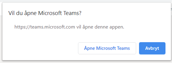 Vil du åpne Teams?