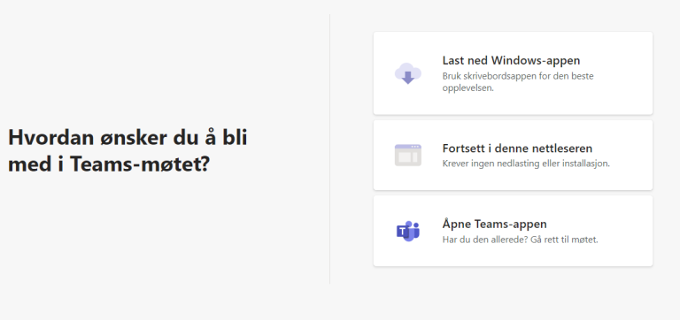 Hvordan vil du bli med i Teams-møtet?